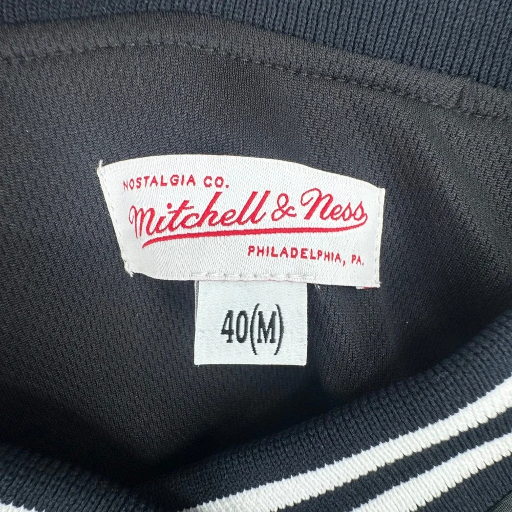 Mitchell & Ness Mens NY Golf Mascot V-Neck Pullover Windbreaker Jacket Black M
